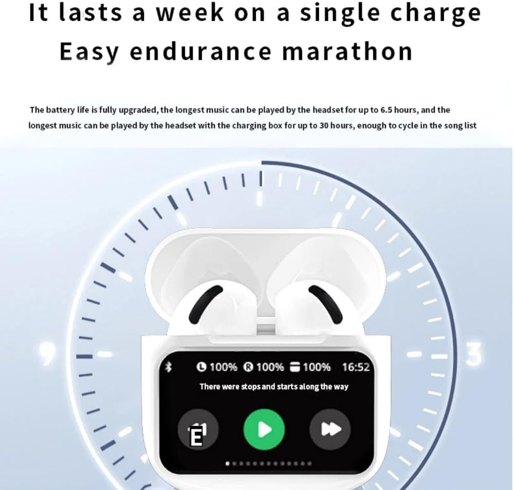 Touch-Screen Bluetooth 5.4 Wireless Earbuds with 50-Hour Playtime ANC/ENC Noise.