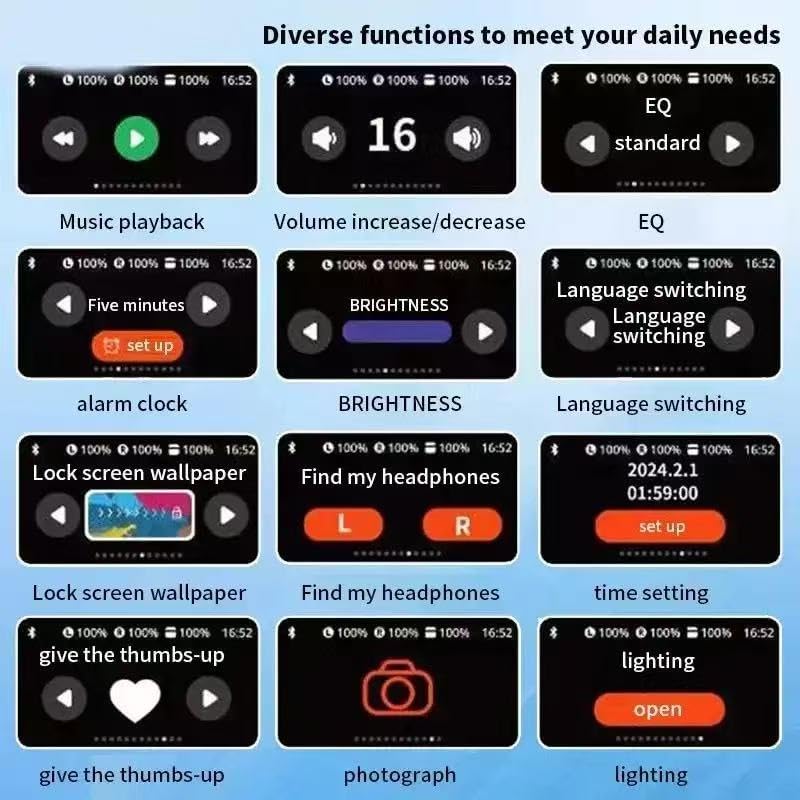 Touch-Screen Bluetooth 5.4 Wireless Earbuds with 50-Hour Playtime ANC/ENC Noise.