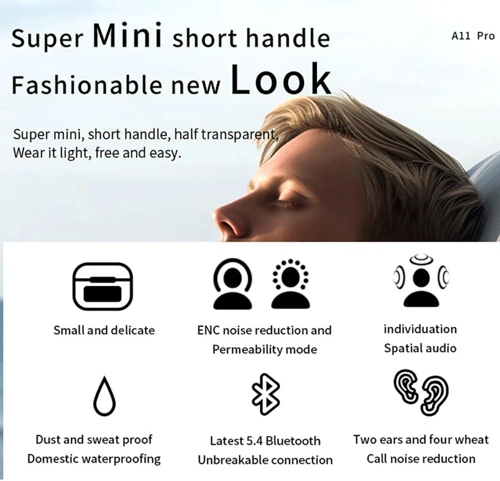 Touch-Screen Bluetooth 5.4 Wireless Earbuds with 50-Hour Playtime ANC/ENC Noise.