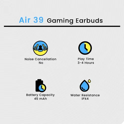 Air39 Wireless Earbuds | Air39 Airpods | Air39 Earbuds Crystal Clear Sound, Bluetooth 5.3, Transparent Case